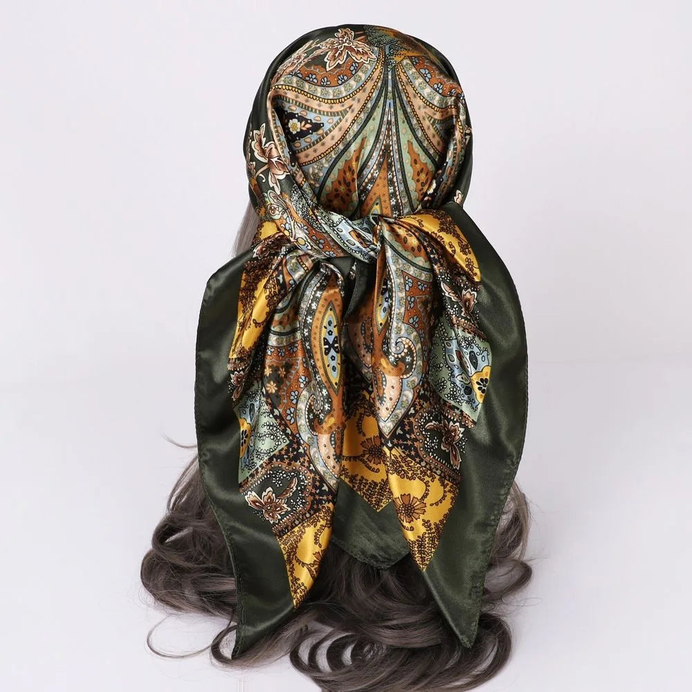 Head Scarf Women Pirate Costume Accessories Silk Red Bandana for Hair Wrapping Soft Neckerchief Silk Foulard Satin