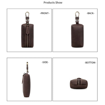 Genuine Leather Zipper Car Key Case Coin Purse Wallet with Key Car Smart Change Purse Coin Pouch Keychain Holder for Men Women