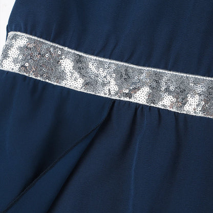 Plus Size Womens Elegant Butterfly Sleeve Sequin V-Neck Midi Dress Ladies Party Cocktail Evening Banquet Ball Gown Size 0XL-5XL