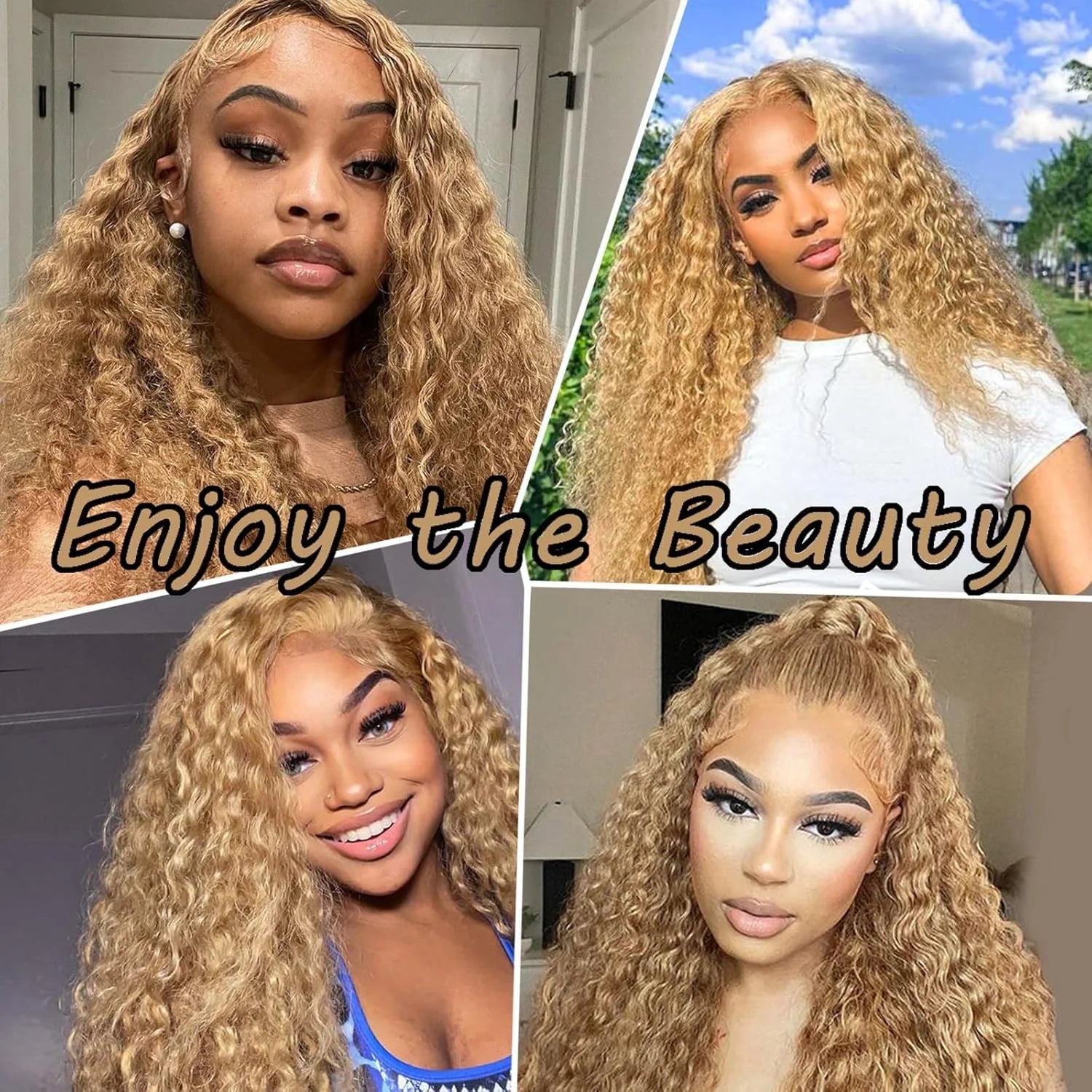 Honey Blonde Lace Front Curly Wigs Human Hair Deep Wave 13x6 HD Lace Frontal Wigs for Women 30 inch Colored Wigs Cheap on Sale