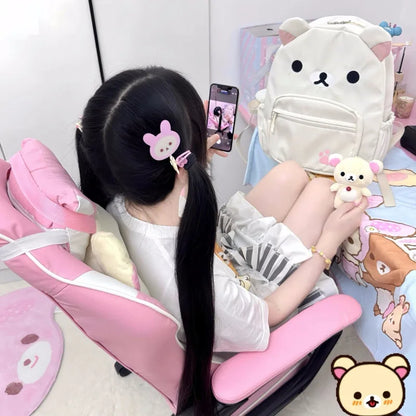 Cute Rilakkuma Backpack Anime Cartoon Embroidery Backpack Stylish Large-Capacity Student School Bag Nylon Multifunctional Bags