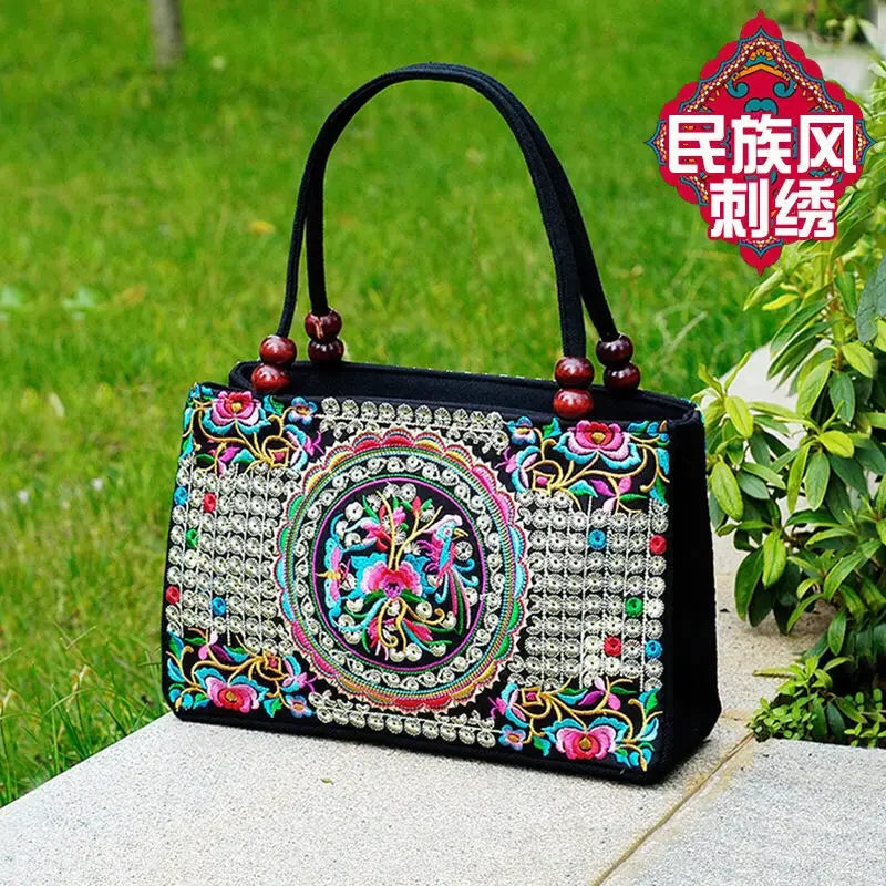 Fashion All-match 2024 New Girl Ethnic Style Embroidered Canvas Ladies Handbag Multifunction Mochila Mujer Sac A Dos 8