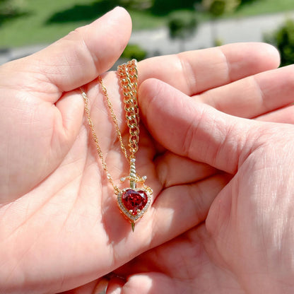 Heart and Sword Necklace Couple Necklaces Zircon Crystal Ring Bracelet Necklace Jewelry Set for Romantic Valentine's Day Gifts Badiee Stylez