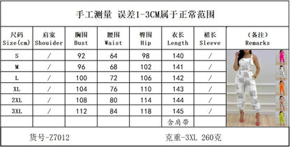 Elegant Women's jumpsuit 2024 Summer Fashion Strap Hollow Sexy Off waist Printed jumpsuit