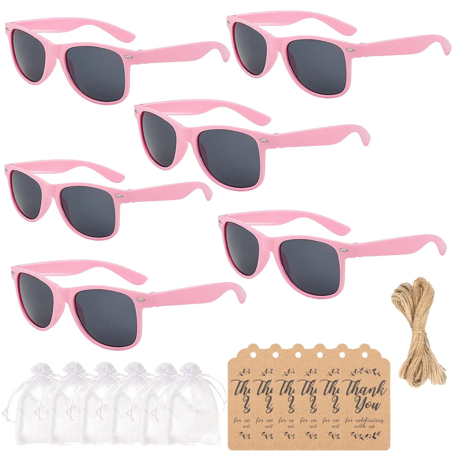 12-60Pcs Wedding Bridal Heart Shaped Sunglasses Party Favors Gift for Guests Bachelorette Hen Party Glasses Bridal Shower Decor Square Pink Card 1 CHINA