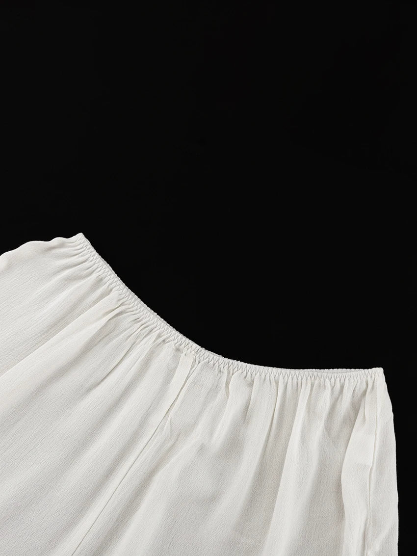 Marthaqiqi Casual Women Nightgowns Set V-Neck Sleepwear Long Sleeve Robe Underwear Shorts White Loose Ladies Pajama 3 Piece Suit