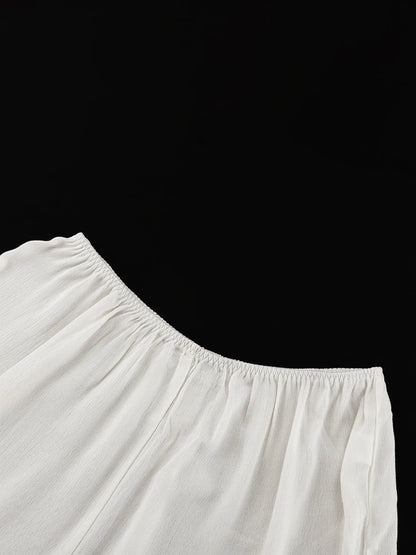 Marthaqiqi Casual Women Nightgowns Set V-Neck Sleepwear Long Sleeve Robe Underwear Shorts White Loose Ladies Pajama 3 Piece Suit