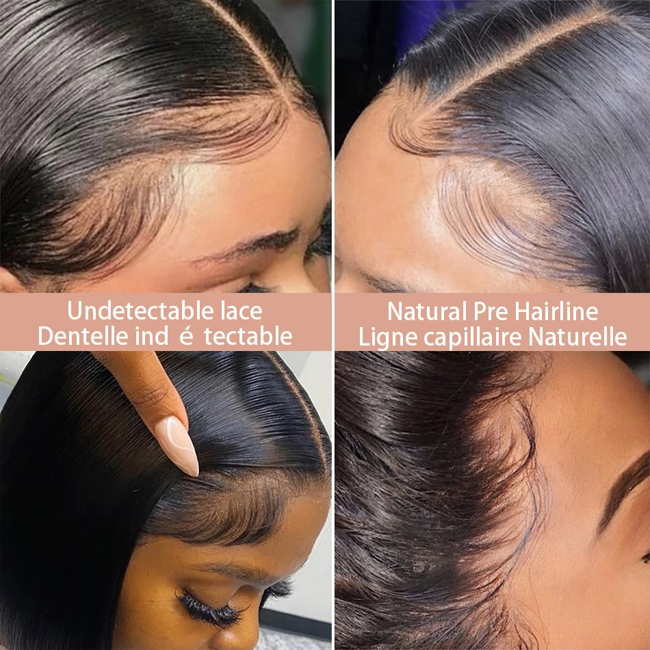 100% Human Hair Wig Glueless Braided Closure Hd Lace Frontal Wig Pre Cut Vietnamese Straight Short Bob Lace Front Wig for Women Badiee Stylez