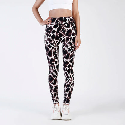 CUHAKCI High Waist Animal Printed Leggings Soft Stretchy Women Sexy Leopard Print Pencil Pants Sport Fitness Yoga Leggings S-2XL PD406 Black Stone