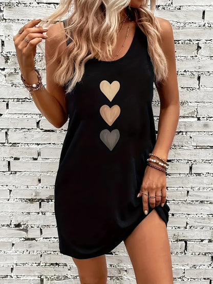 Women's Summer Sleeveless Tank Top Dress Sexy Women's summer loose sleeveless short mini dress with black print