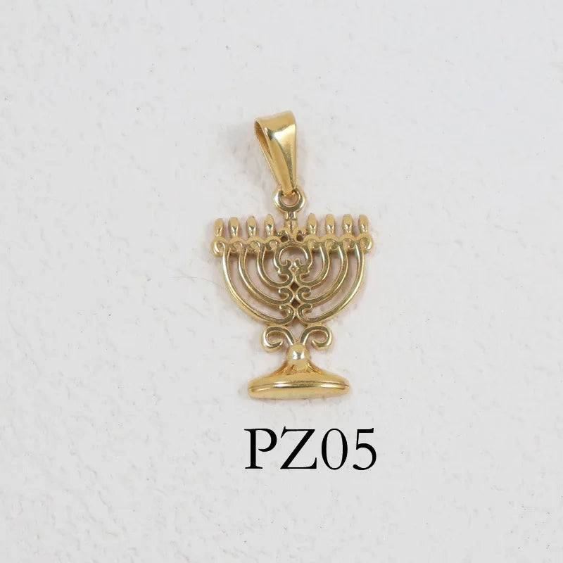 RHYSONG Geometric Stainless Steel 18K Gold Plated Snake Cross Palm Conch Mushroom Pistol Pendant For Women Diy Findings Jewelry