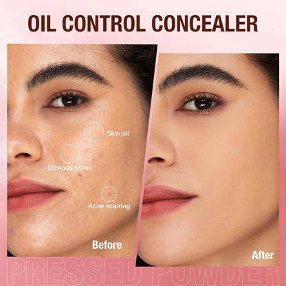 O.TWO.O Face Powder Oil-control 24 Hours Long Lasting Waterproof Matte Face Makeup Cosmetic Setting Compact Powder