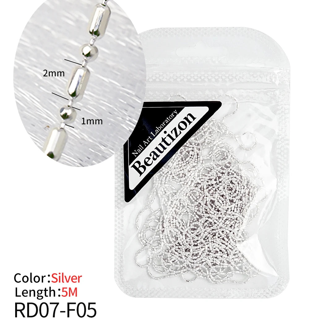 Nail Chain Rhinestone Beads Charms Gold Silver 3D Rhinestone Art Decoration Jewelry Parts Metal Steel Press on Nails Accessories