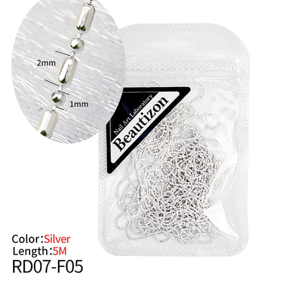 Nail Chain Rhinestone Beads Charms Gold Silver 3D Rhinestone Art Decoration Jewelry Parts Metal Steel Press on Nails Accessories