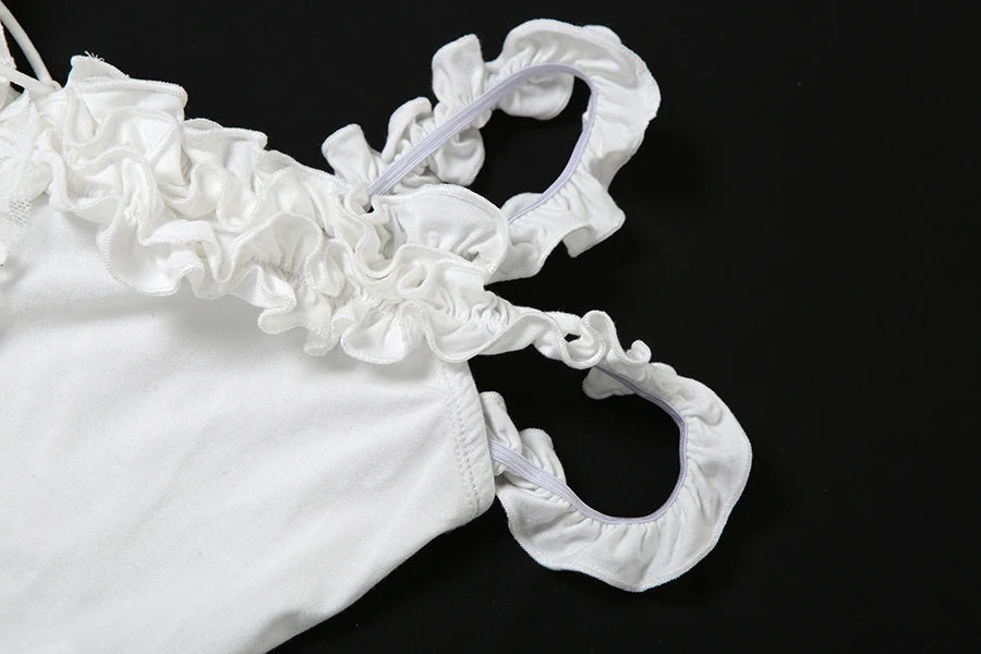 Sylcue Summer New Fashionable High Street Sweet Gentle Sexy Youth Girls Solid Color Shoulder Fringe Long Top