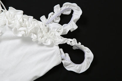 Sylcue Summer New Fashionable High Street Sweet Gentle Sexy Youth Girls Solid Color Shoulder Fringe Long Top