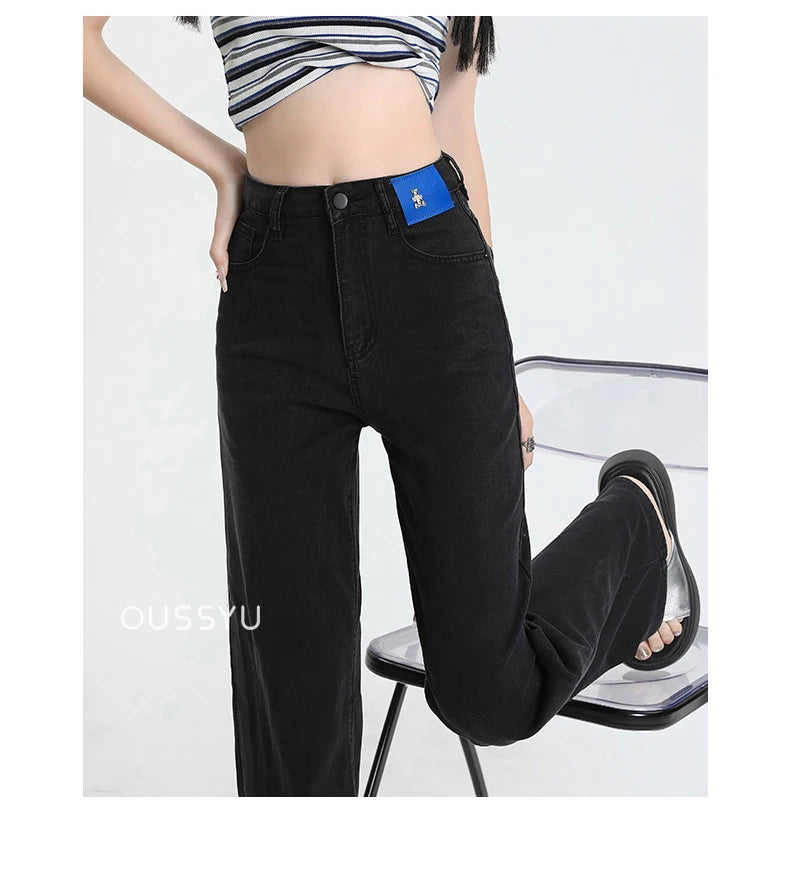 New Summer Soft Lyocell Jeans Women Blue Khaki White High Waist Straight Thin Wide Leg Denim Pants Y2k Loose Female Clothing 2XL