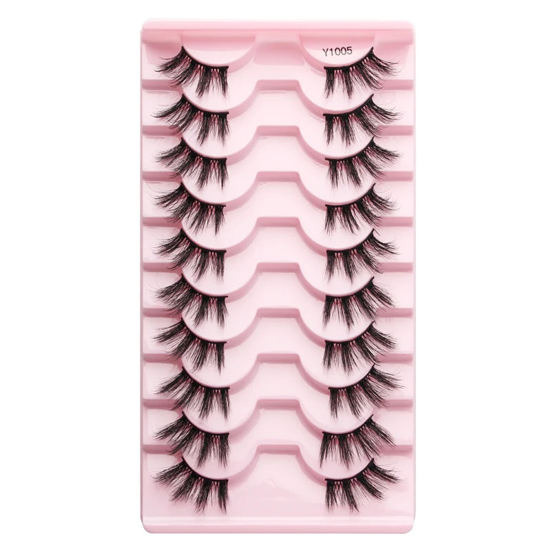 SHIDISHANGPIN 5/10Pairs False Lashes Cat Eye Eyelashes Eyelash Extension 3D Mink Half Lashes Natural Makeup faux Cils maquiagem 10 Pairs Y1005
