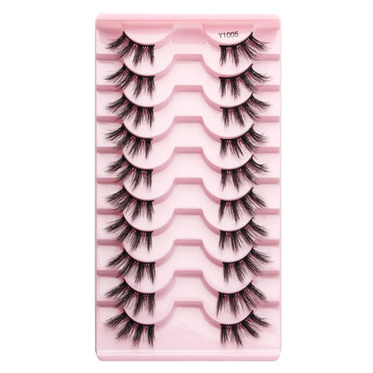 SHIDISHANGPIN 5/10Pairs False Lashes Cat Eye Eyelashes Eyelash Extension 3D Mink Half Lashes Natural Makeup faux Cils maquiagem 10 Pairs Y1005