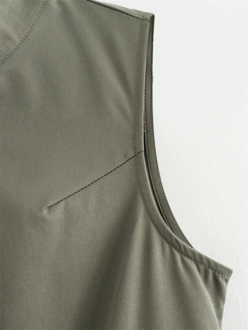 MUJER Zipper Long Dress Woman Pleated Sleeveless Bodycon Dress Summer Elegant Party Dresses For Women 2025 New Midi Dresses Badiee Stylez