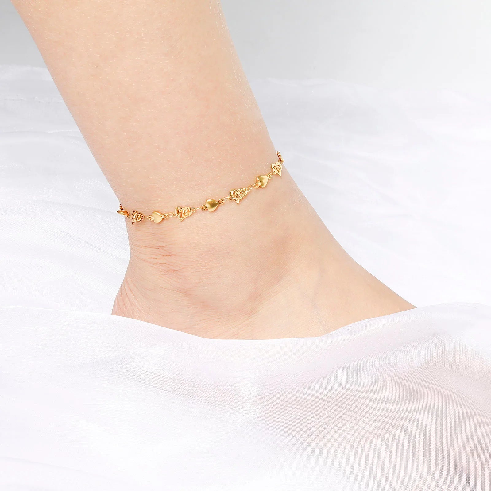 DoreenBeads Stainless Steel Anklet Gold Color For Women Beach Foot Leg Chain Ankle Bracelets Jewelry Gift 22.5cm-23.5cm, 1 Piece