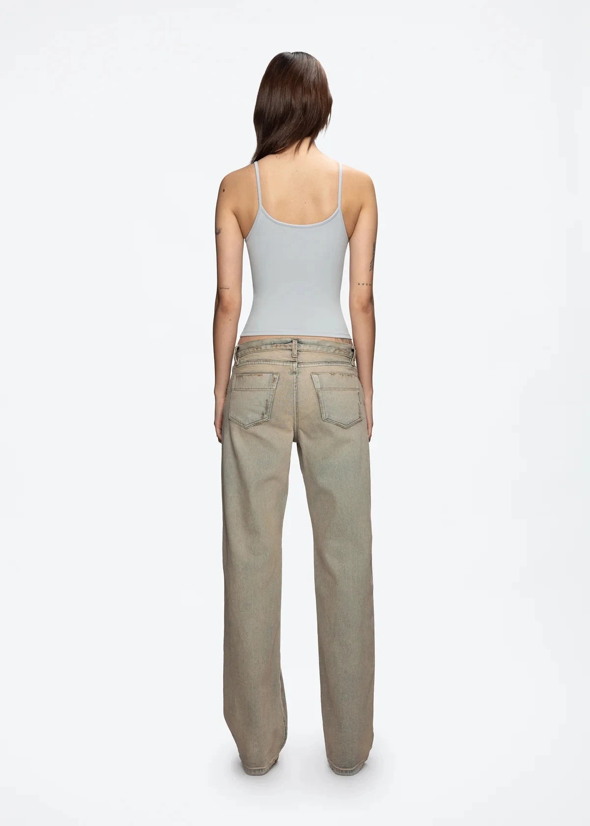 Tank Baby Blue Women's Summer Camisole Soy Color Fog Gray New Color Custom Dyed Tight Bottoming Shirt Slim Fit Top