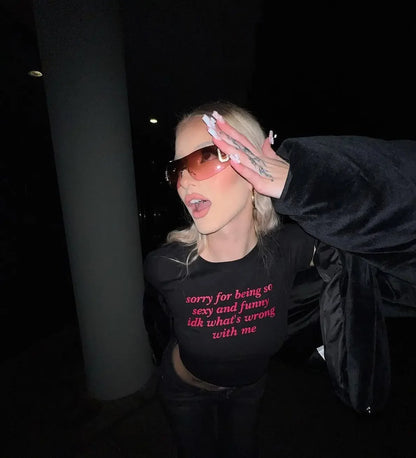 Y2K Letter Print Vintage High Street Aesthetic T-shirt 2000's Crop Top Summer Punk Short Sleeve Clothes Casual Streetwear Tshirt