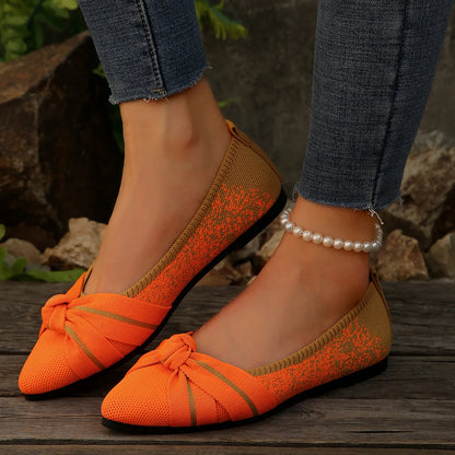 2025 Spring Autumn Pointed Bow Flat Shoes Women's Fashion Lightweight Comfortable Casual Shoes Large Size Women Loafers