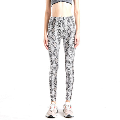 Sexy Leopard Leggings Animal Print Elastic Pants Snake Zebra Tights High Waist Legging Women Slim Workout Casual Trousers 0318 Gray Snake One Size