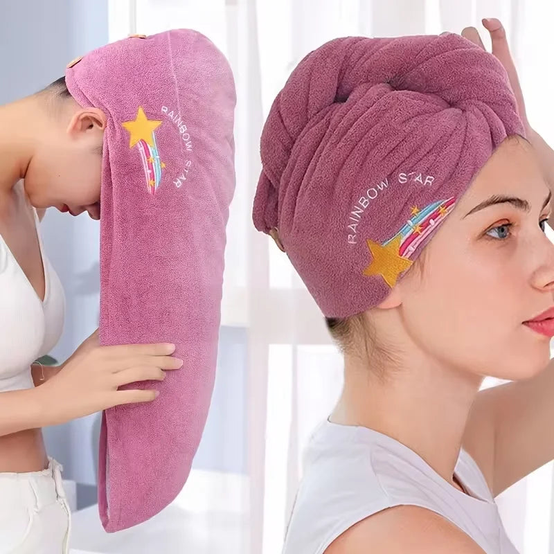 1pc Quickly Dry Hair Hat Super Absorbent Soft Bathroom Women Head Towels Girls Cute Hair Towel Hair Dry Wrap Bonnets Badiee Stylez