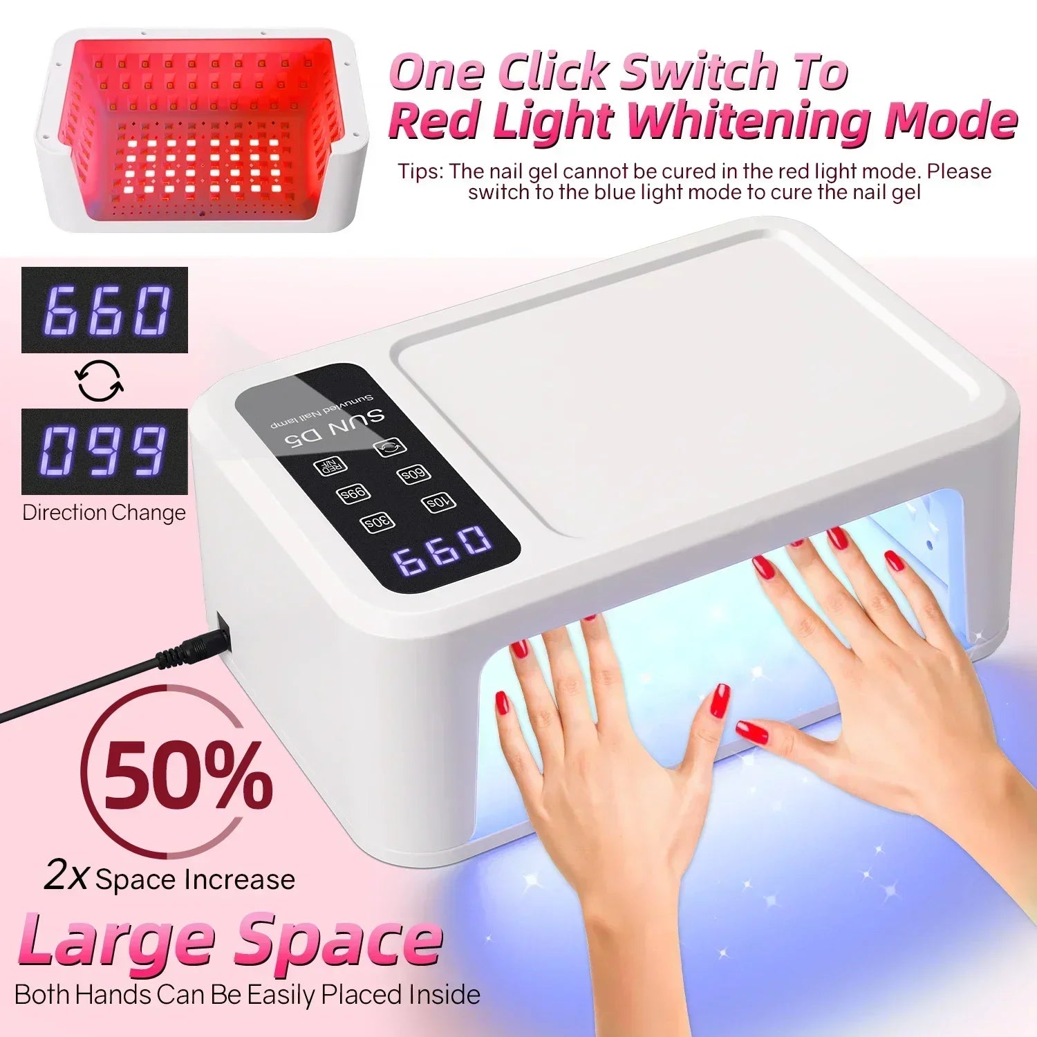 480W Big Space UV LED Nail Lamp For Manicure Lamp Drying Gel Nail Polish 140LEDS Nail Dryer With LCD Screens Salon Tools