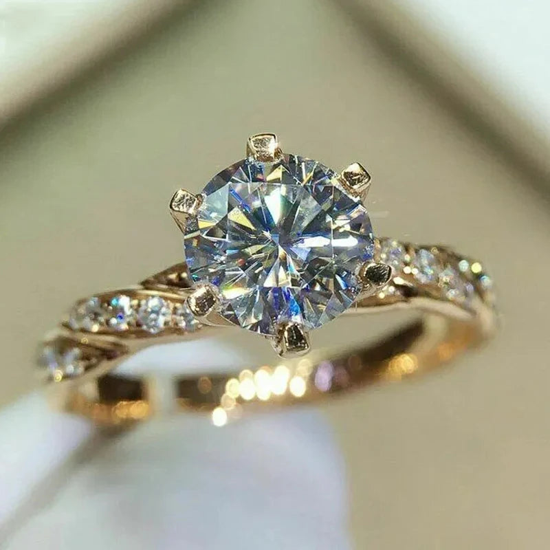 Huitan Classic Wedding Engagement Ring for Women Brilliant Cubic Zirconia Crystal Proposal Ring Anniversary Gift Jewelry Q179