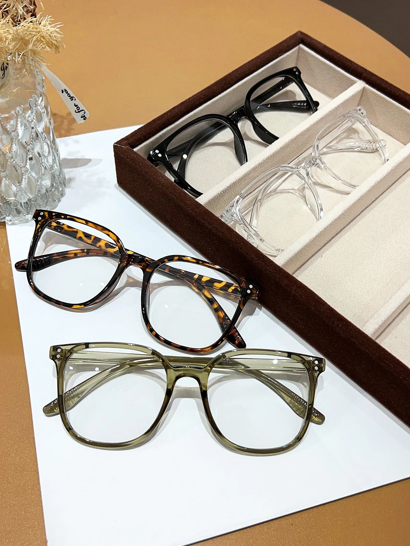 1Pc/3Pcs/4Pcs/6Pcs European and American Classic Popular Square Frame Glasses Set Men's and Women's Fashion Glasses Badiee Stylez