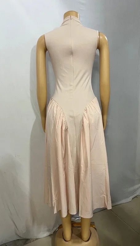 Fashion Women Ruched Side Sleeveless Pleated Maxi Dress 2025 Holiday Birthday Sexy Night Club Party Street Long Dresses