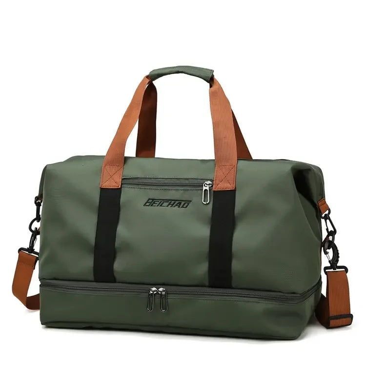 Unisex Large Capacity Travel Tote Bags Women Canvas Travel Handbag Men Sports Shoulder Bag Waterproof Travel Duffle Bag Foldable green