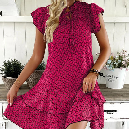 Casual Loose Printed Short Dresses For Women 2025 Fashion Summer Women's A-Line Mini Dress Elegant Vintage Female Dresses