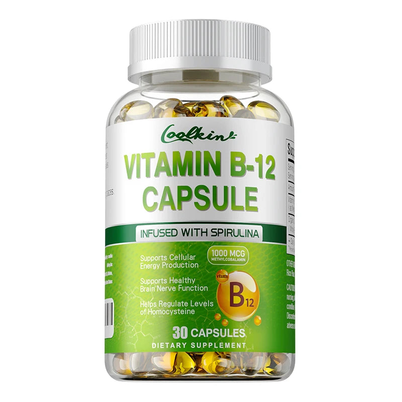 Vitamin B12 Capsules - Methylcobalamin Supplement for Mind, Energy, Brain, Mood, Heart Support 30 Capsules