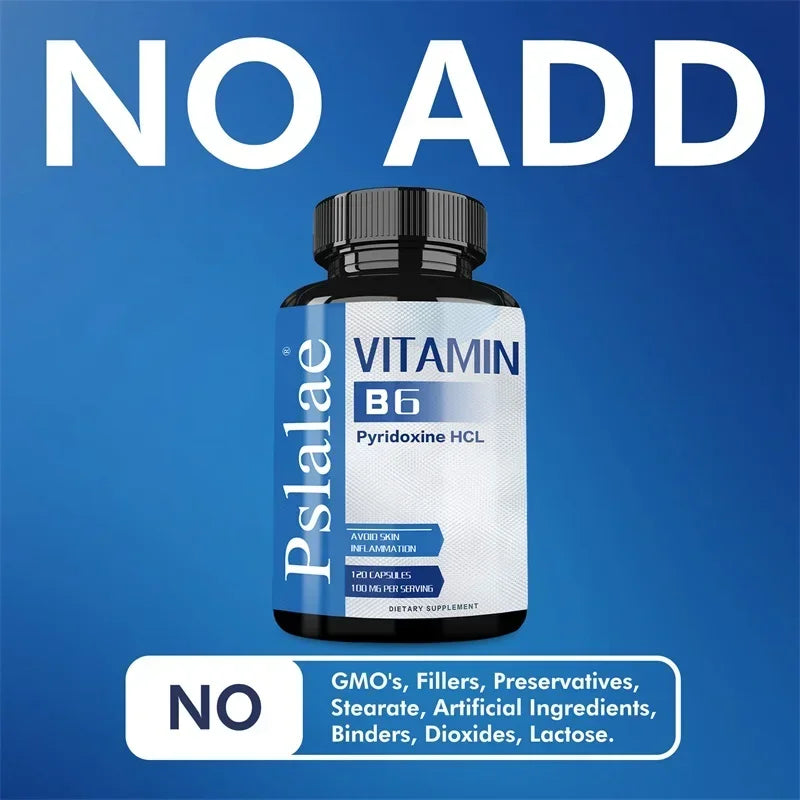 Vitamin B6 - Improves Metabolism, Skin Anti-inflammatory, Antioxidant, for Cardiovascular, Neurological, Immune and Eye Health S