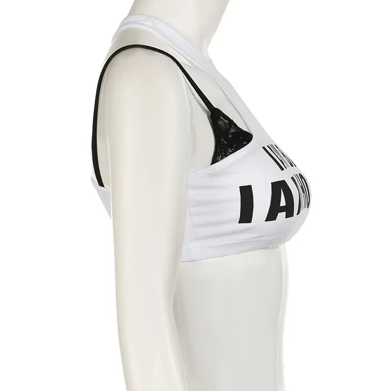 PixieKiki Letter Print Fake Two Pieces Racerback Tank Top Women Trendy Clothes 2024 Summer Y2k Crop Tops Streetwear P67-CA10