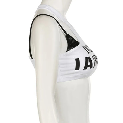 PixieKiki Letter Print Fake Two Pieces Racerback Tank Top Women Trendy Clothes 2024 Summer Y2k Crop Tops Streetwear P67-CA10