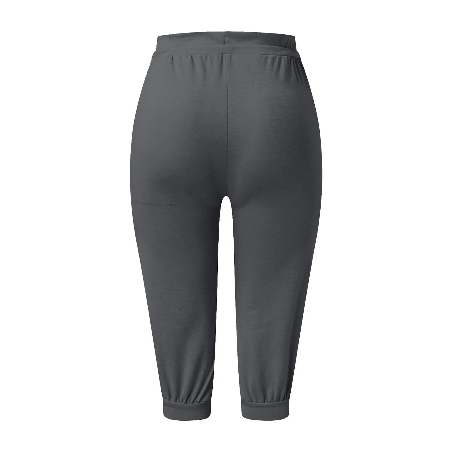 Classic Solid Color Jogging Pants Women Cotton Linen Capris Trousers Bandage Double Pocket Pants Summer Beach Vacation Wear