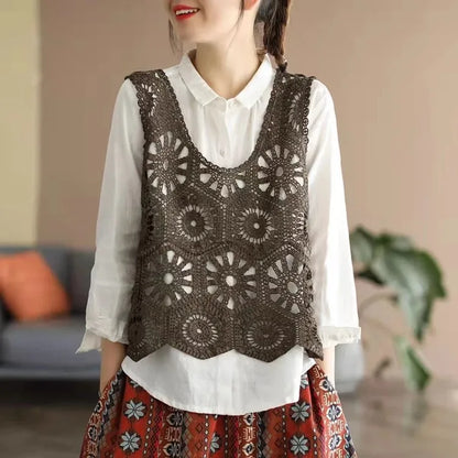 Thin T shirt Women Clothing Casual Vintage Streetwear Tops Coat Summer Spring Autumn Sleeveless Harajuku Clothes Women Vest B-coffee One Size