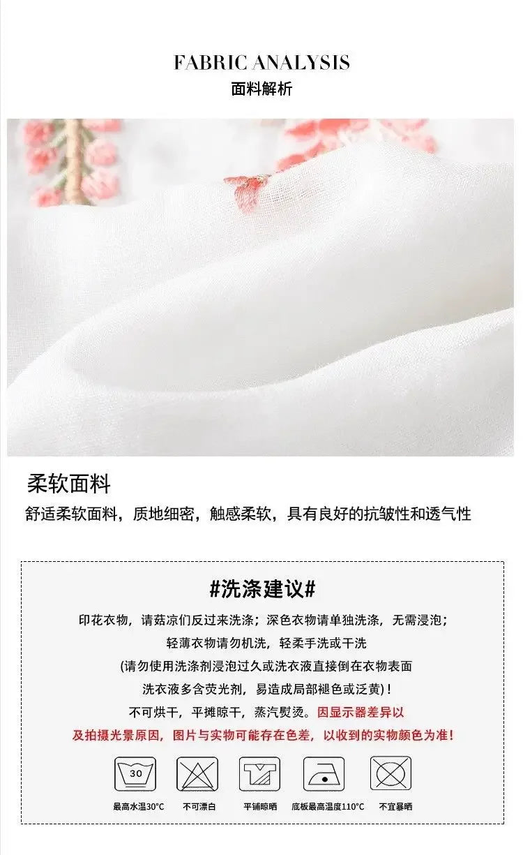 Thin Streetwear Vintage Clothes Ethnic Style Cotton Linen Shirts for Women Clothing Top Tshirt Tees Fashion Casual Embroidery