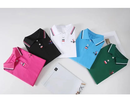 European Station Polo Neck Long sleeved T-shirt Women's Summer New High end Luxury Pure Cotton Loose Fashion Casual Large Top