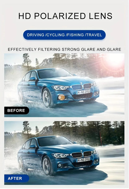 SZTZX Aluminum Rimless Photochromic Sunglasses Men Polarized Day Night Driving Glasses Chameleon Anti-Glare Sport gafas de sol