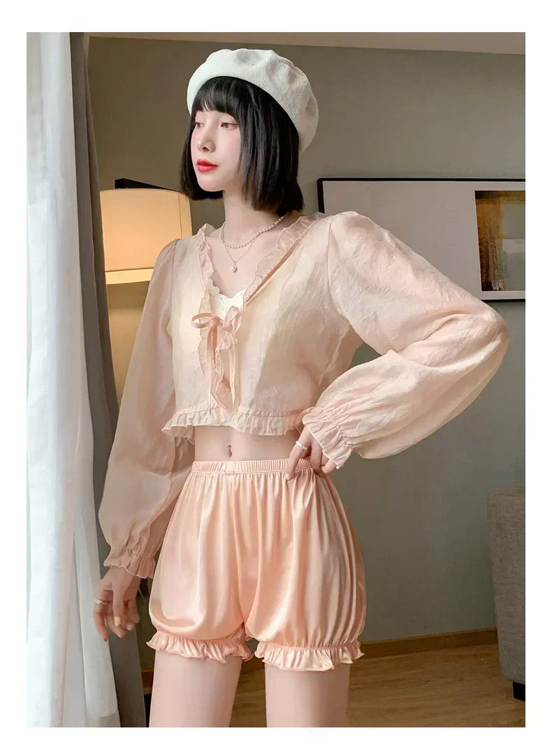 Summer Thin Safety Pants Women JK Leggings Women Anti-slip Safety Pants Women Loose Wear Shorts Home Pajama Pants Women White