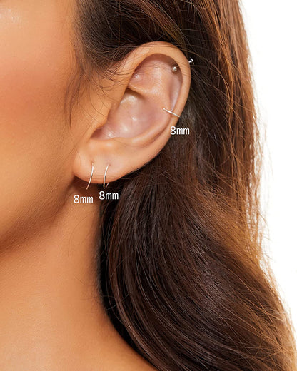 20PCS Nose Ring Hoop for Women Thin Nose Piercing Jewelry Silver Color Gold Color (8mm 22 Gauge)