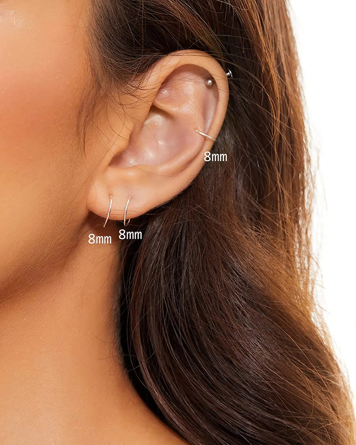 20PCS Nose Ring Hoop for Women Thin Nose Piercing Jewelry Silver Color Gold Color (8mm 22 Gauge)