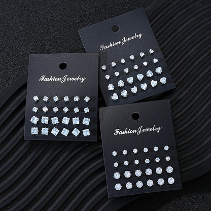 36 Pcs Simple Shiny Rhinestone Stud Earrings Set for Women Fashion Crystal Zircon Pearl Earring New Jewelry Accessories Gifts Badiee Stylez