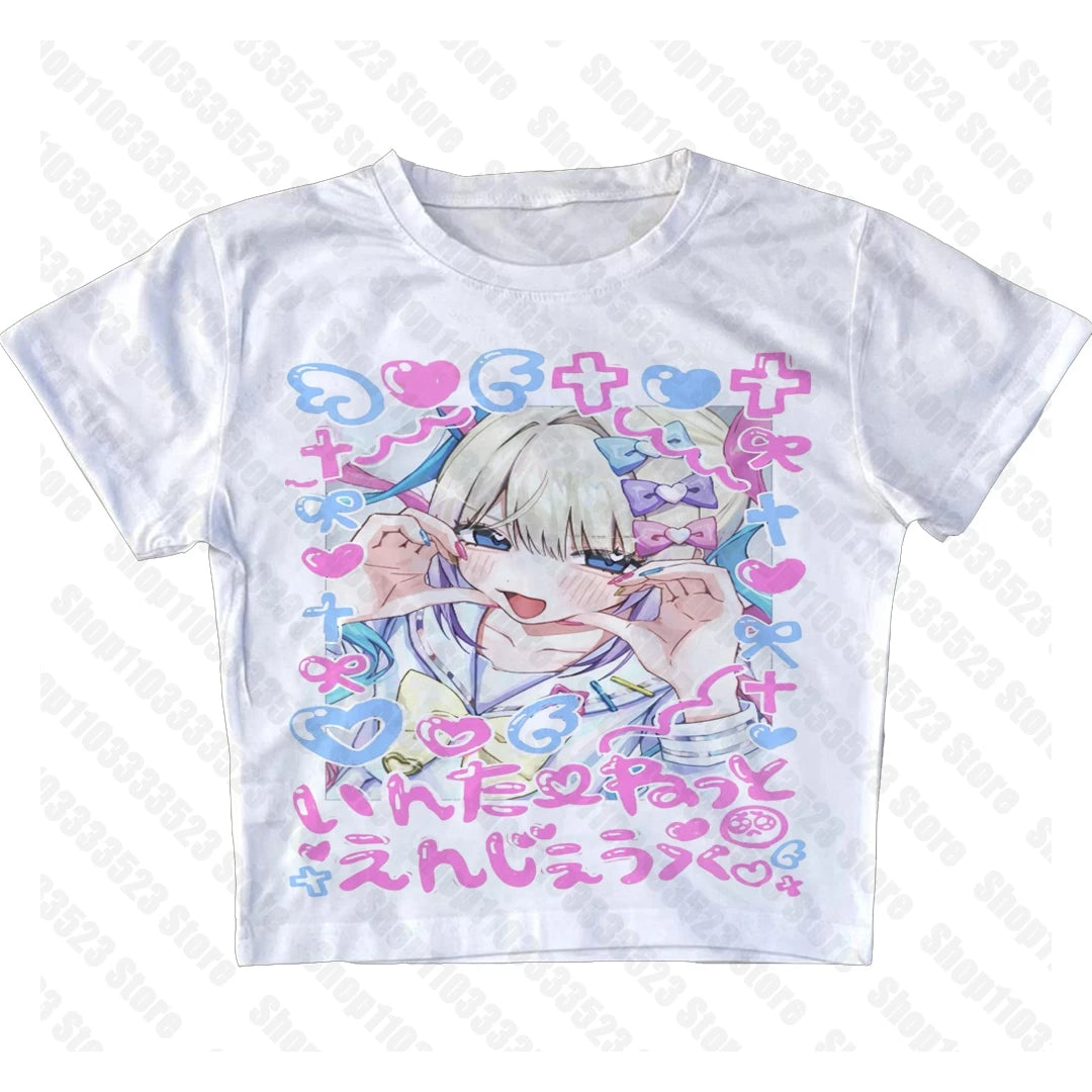 y2k Emo vintage Women Baby Tank Punk Retro Print Tank Tops Female Harajuku with 90S suspend Clothessleeveless Vest 2000s Summer white